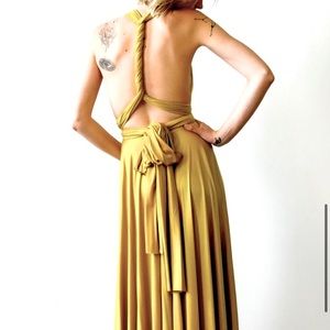 OOAK Butter by Nadia Tarr exclusive Gold wrap maxi dress gown